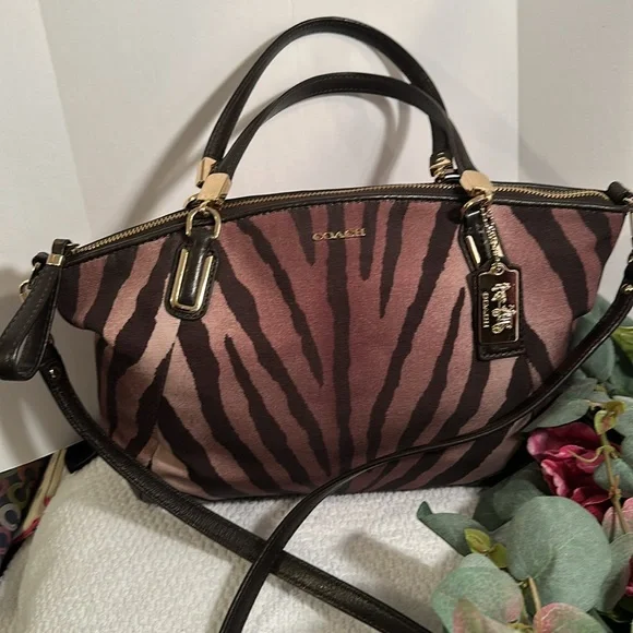Coach Black and Brown Tote Bag with Zebra Print - Picture 12 of 15